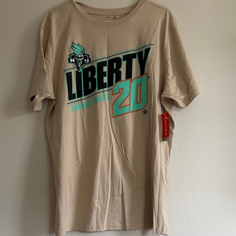 Sabrina Ionescu NY Liberty WNBA Tan Graphic Tee NWT